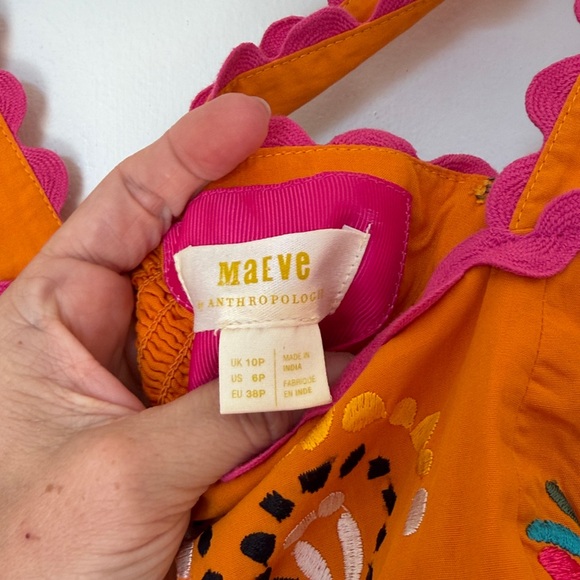 Anthropologie Maeve Sunset Embroidered Midi Dress 6 petite - Picture 4 of 5